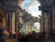 Hubert Robert Imaginary View of the Grand Gallery of the Louvre in Ruins Spain oil painting artist
